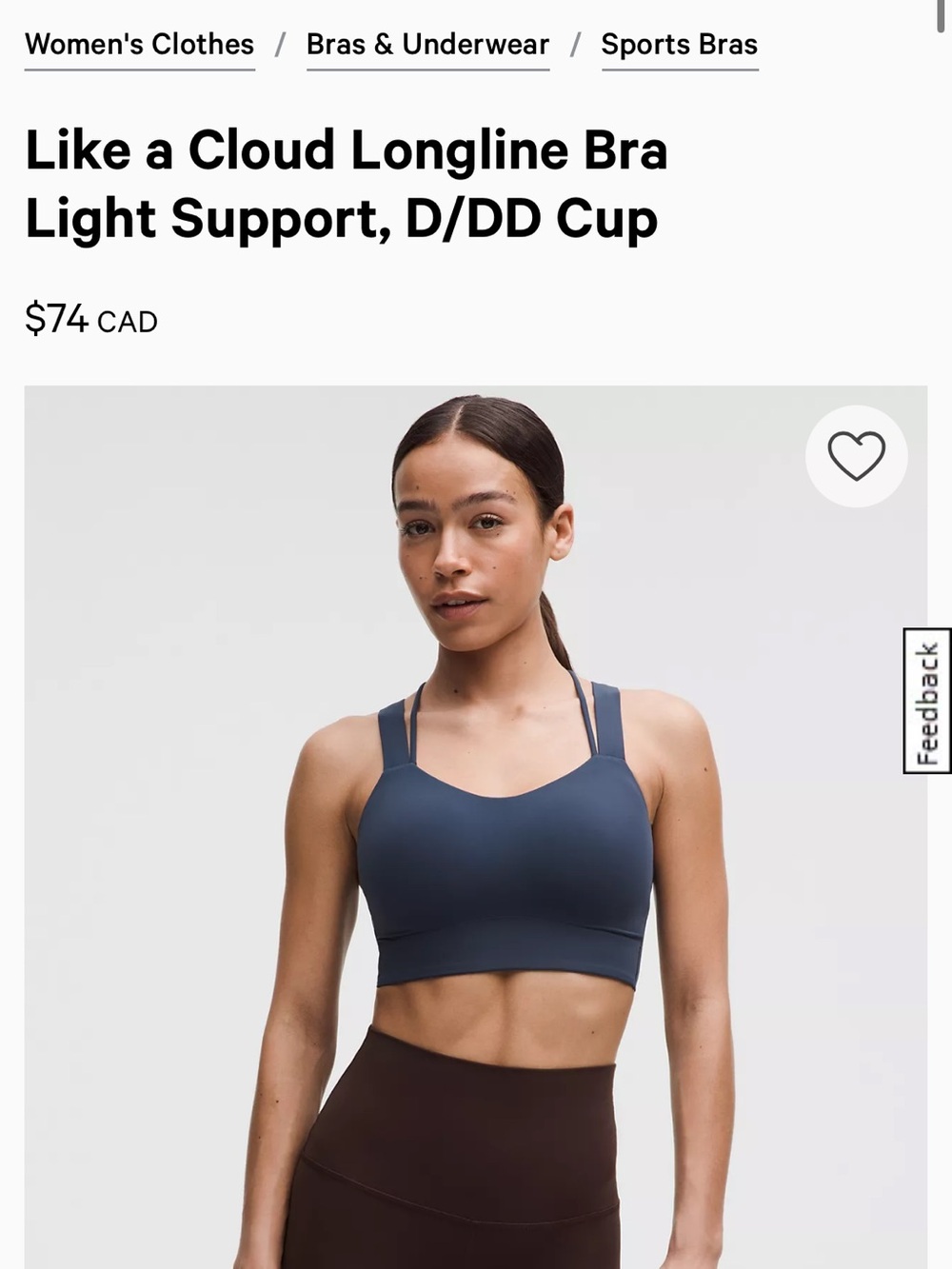 lululemon athletica Like a Cloud Longline Bra in Slate Blue